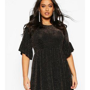 Junior Girls Ladies Black Gold Dress 14